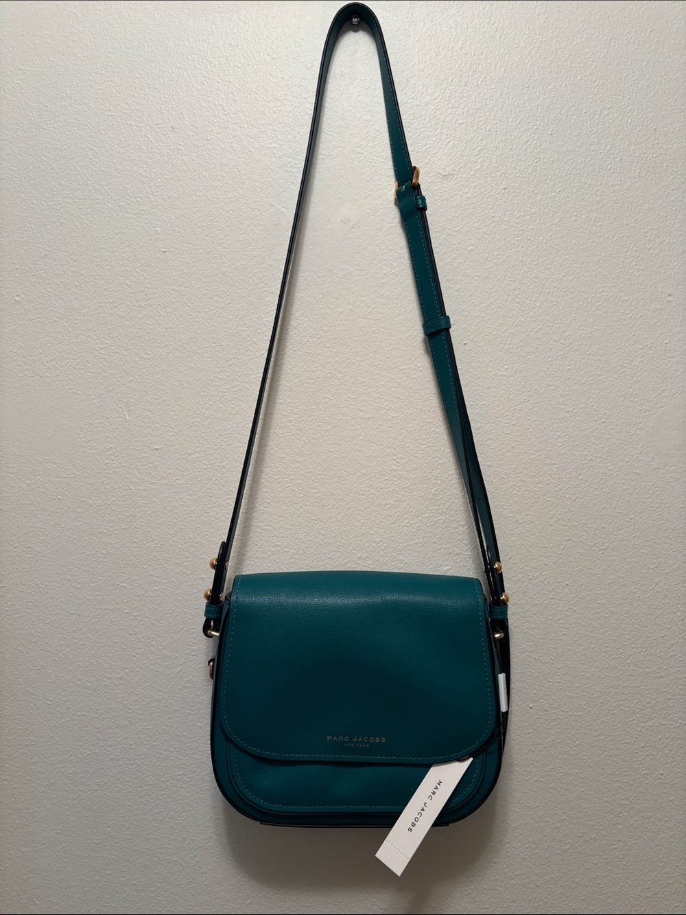 Marc Jacobs Teal Pebbled Leather Saddle Crossbody